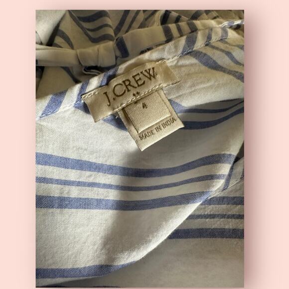 J Crew Striped Bell-Sleeve Tie-Back Top Size 4 Blouse Coastal Summer Preppy - Picture 4 of 5